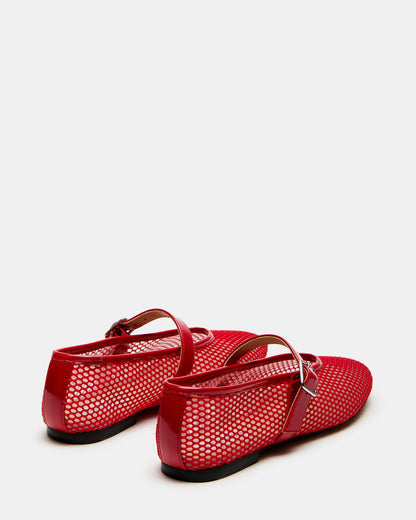 Steve Madden DREAMING Red Mesh Women's Mary Jane Flats