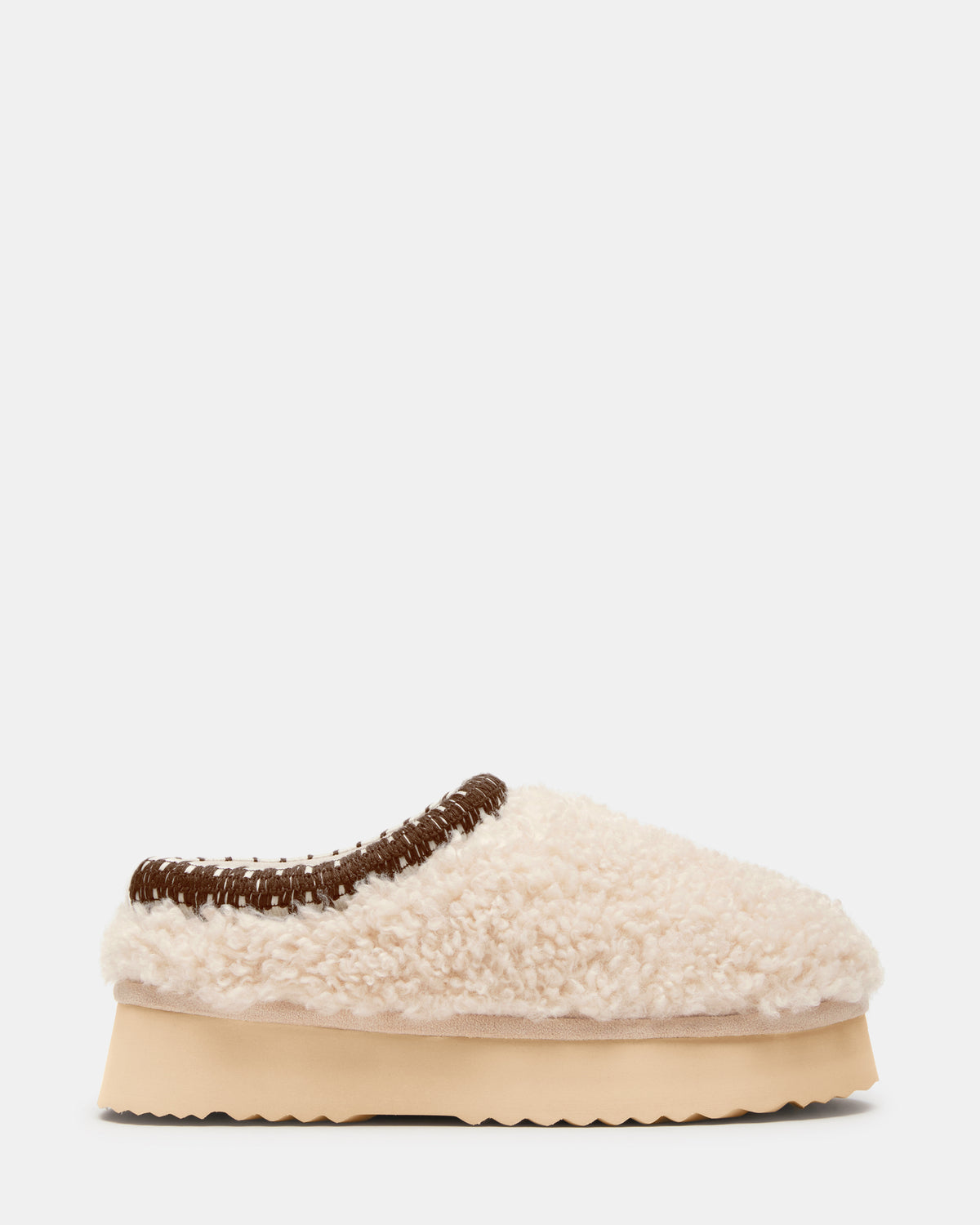 Steve Madden SELENA Faux Shearling Women's Natural Slip-On Mule Flat