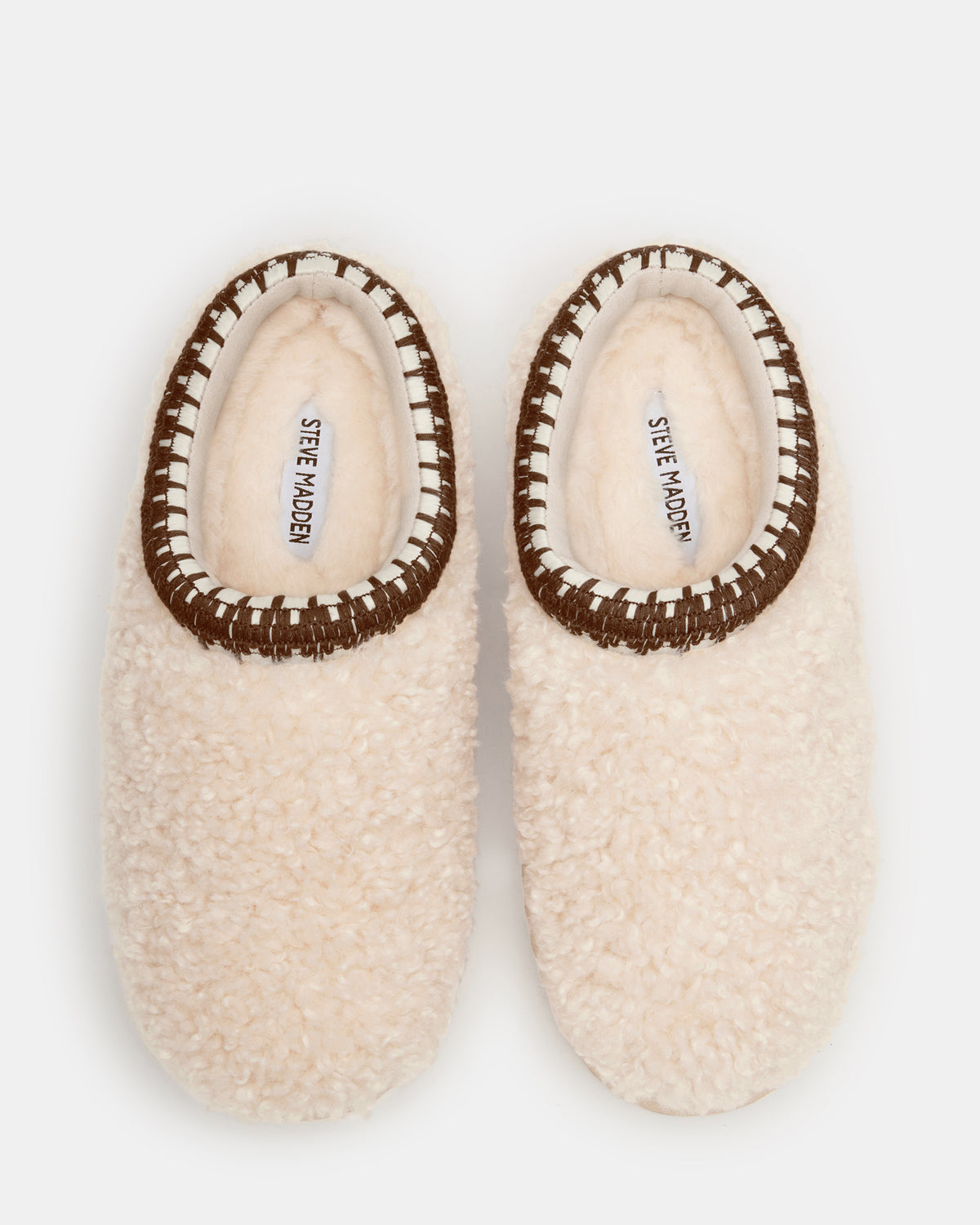 Steve Madden SELENA Faux Shearling Women's Natural Slip-On Mule Flat
