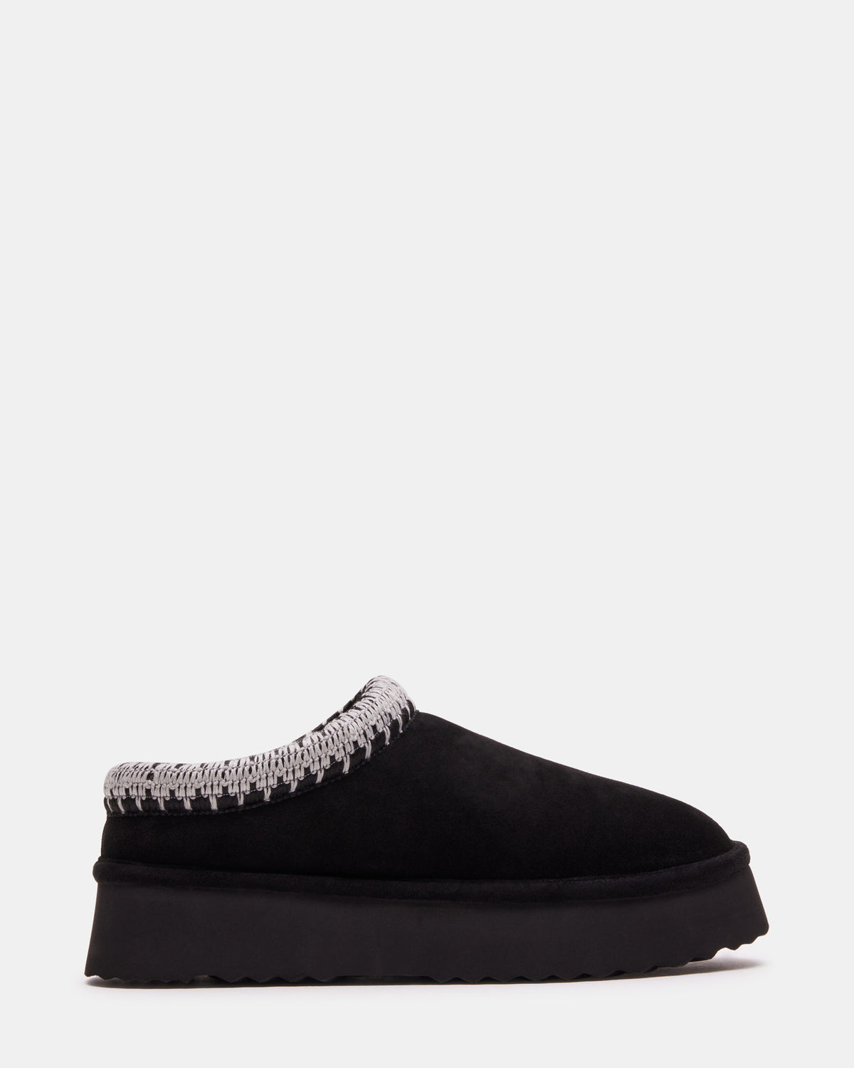 Steve Madden SELENA Black Suede Women's Natural Slip-On Mule Flat