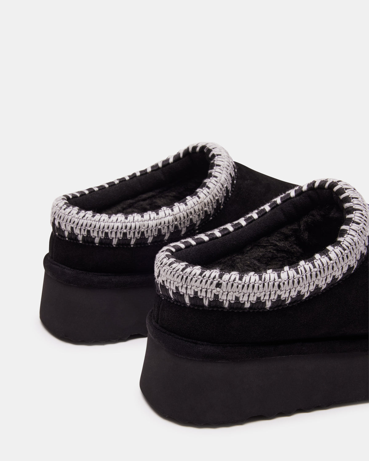 Steve Madden SELENA Black Suede Women's Natural Slip-On Mule Flat