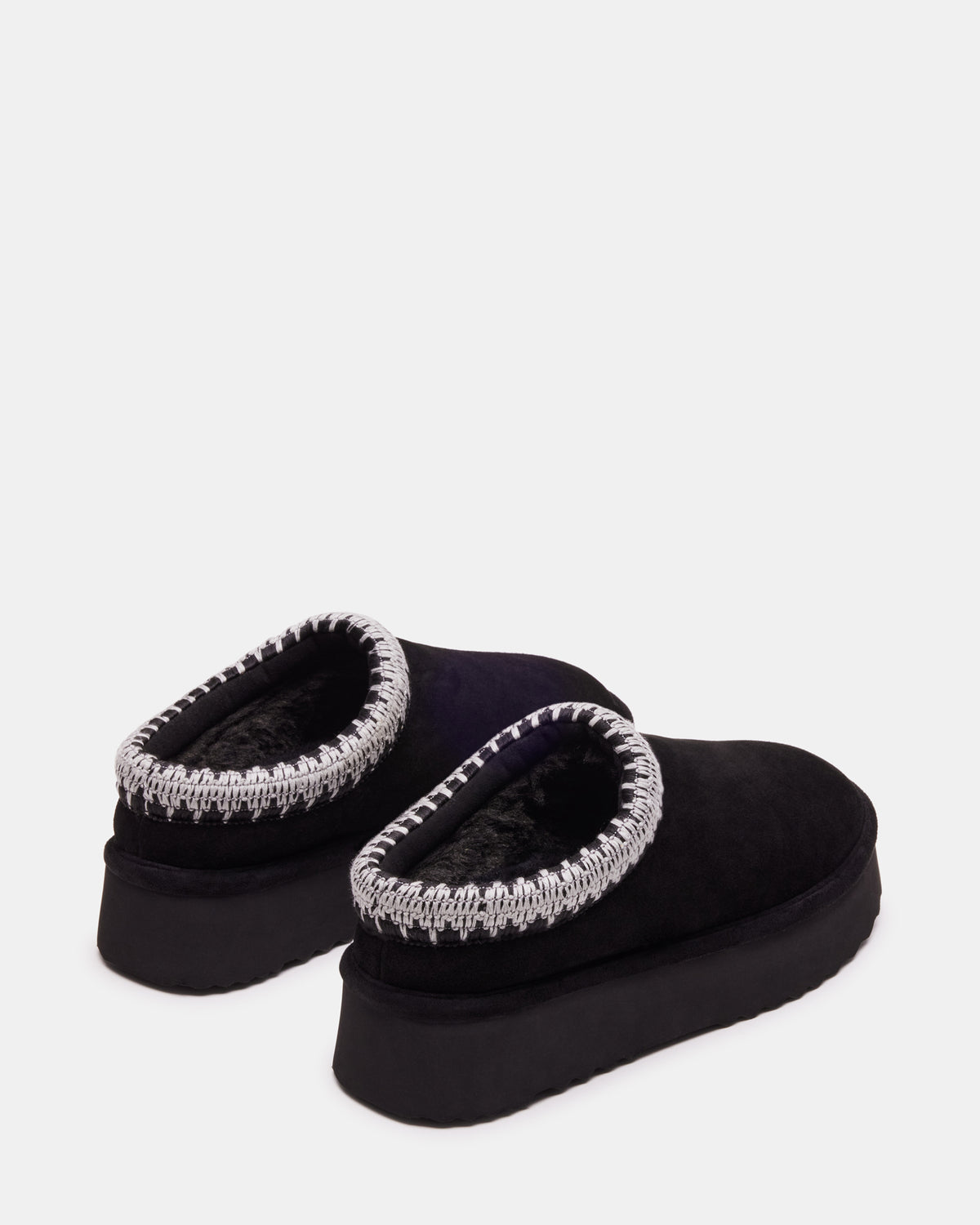 Steve Madden SELENA Black Suede Women's Natural Slip-On Mule Flat