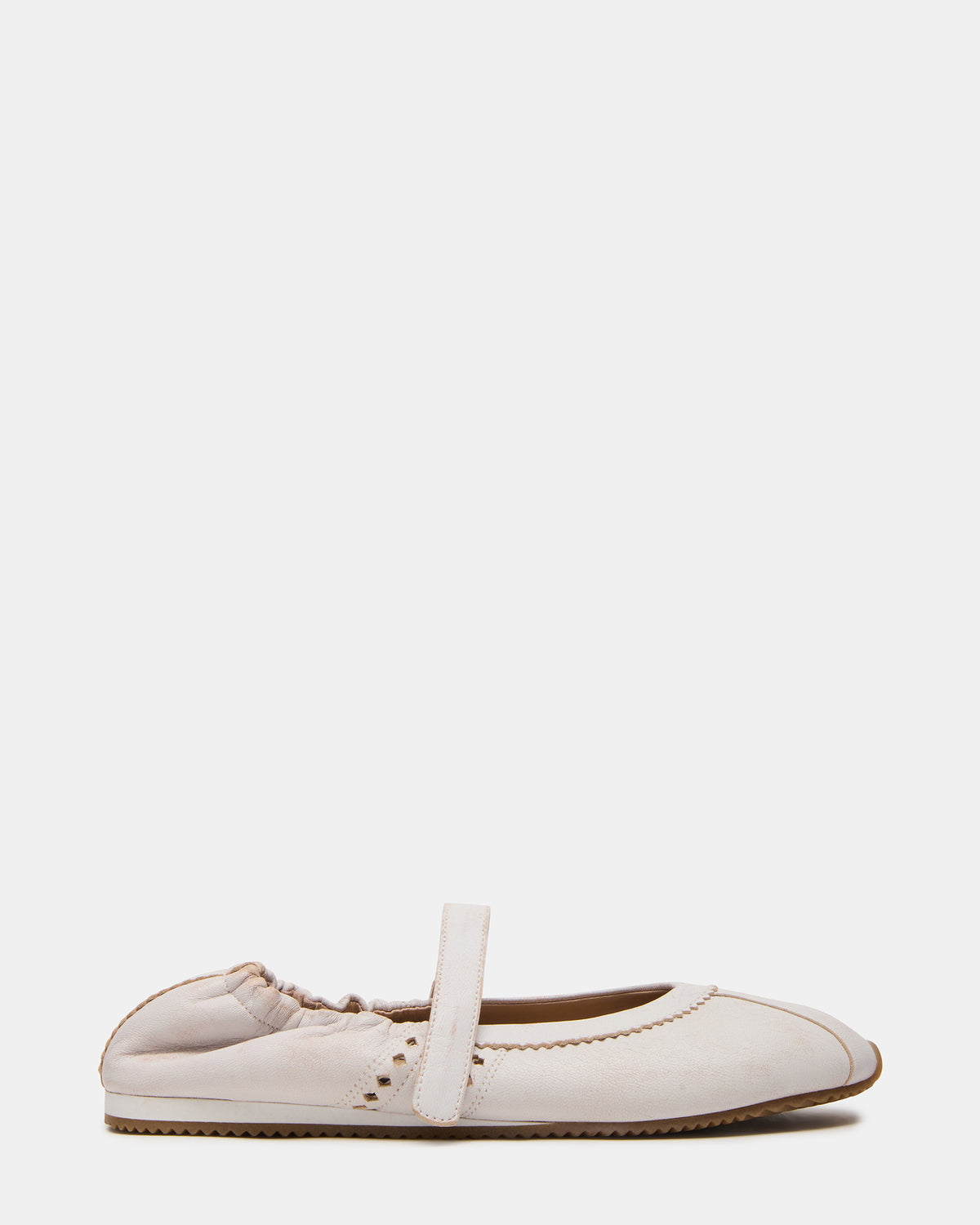 Steve Madden ANAYA White Distressed Mary Jane Ballet Women's Flat