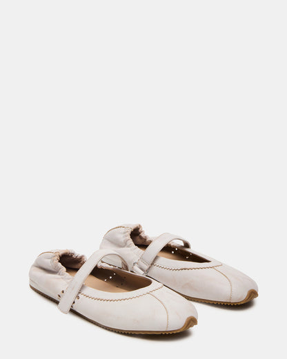 Steve Madden ANAYA White Distressed Mary Jane Ballet Women's Flat