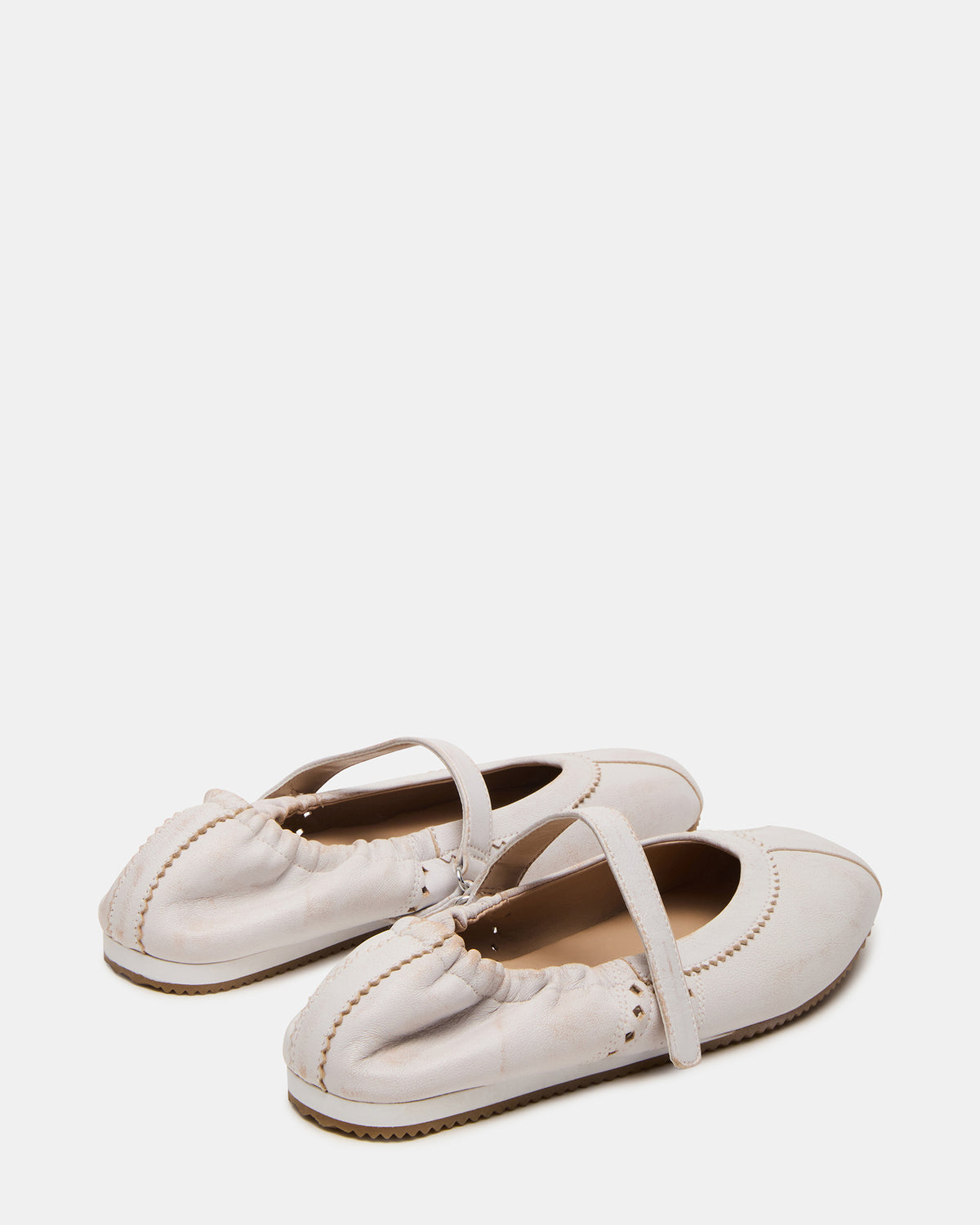 Steve Madden ANAYA White Distressed Mary Jane Ballet Women's Flat
