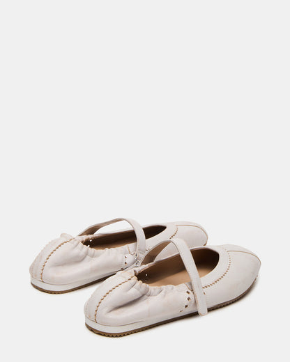 Steve Madden ANAYA White Distressed Mary Jane Ballet Women's Flat