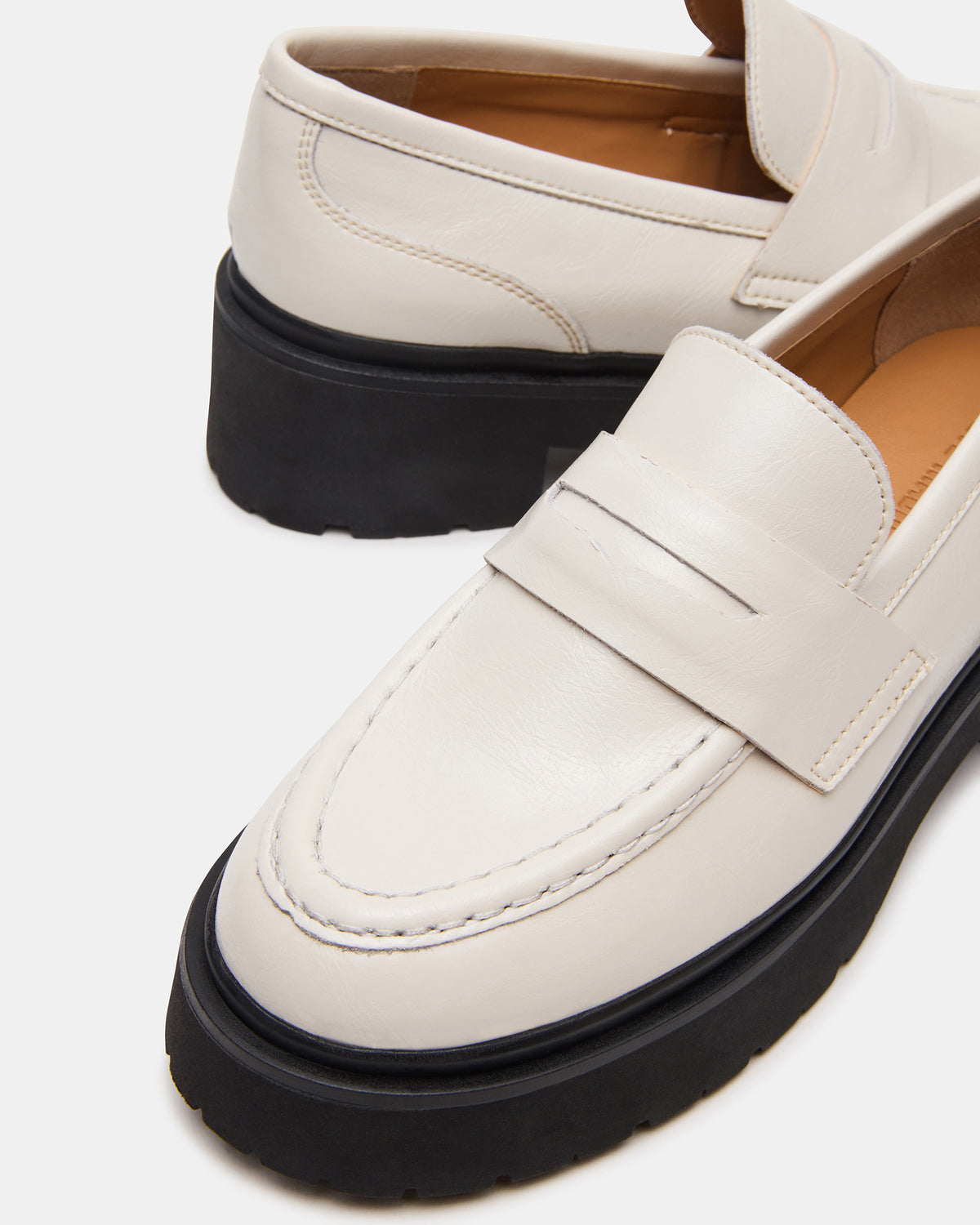 Steve Madden LAYKEN Bone Leather Platform Lug Women's Loafer
