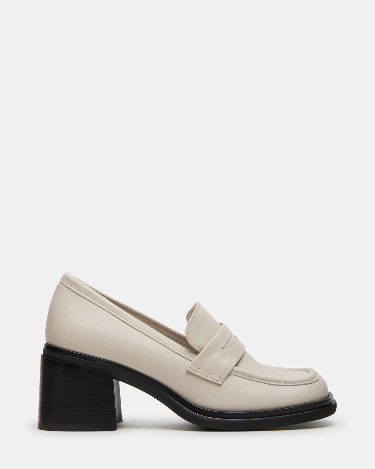 Steve Madden BAXTER Bone Leather Women's Block Heel Loafer