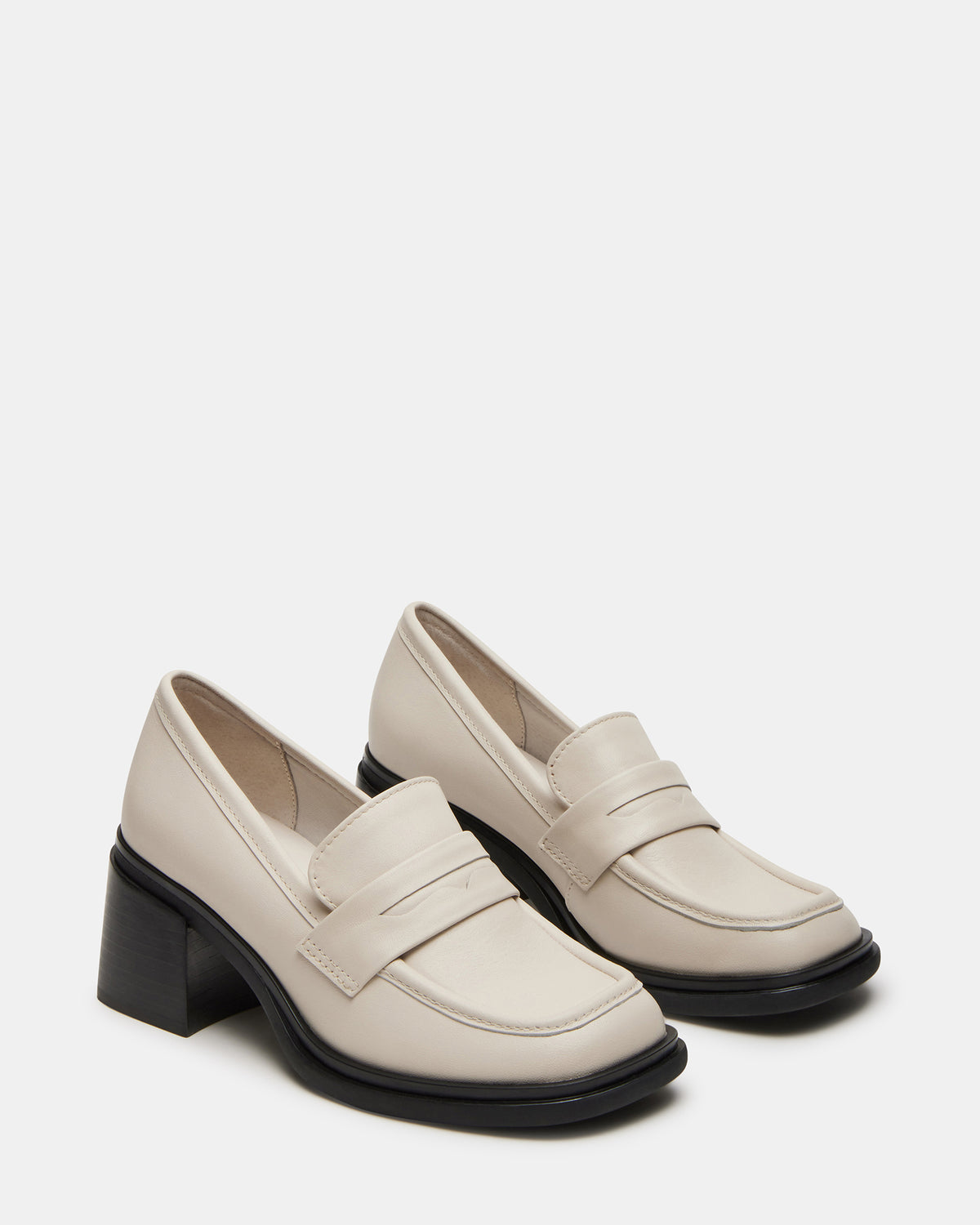Steve Madden BAXTER Bone Leather Women's Block Heel Loafer