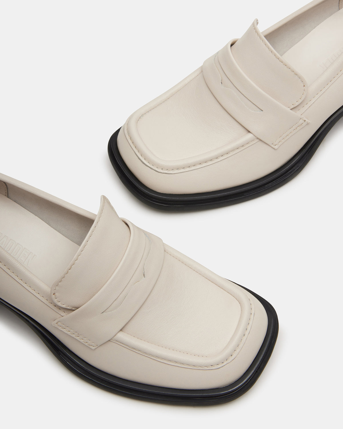 Steve Madden BAXTER Bone Leather Women's Block Heel Loafer