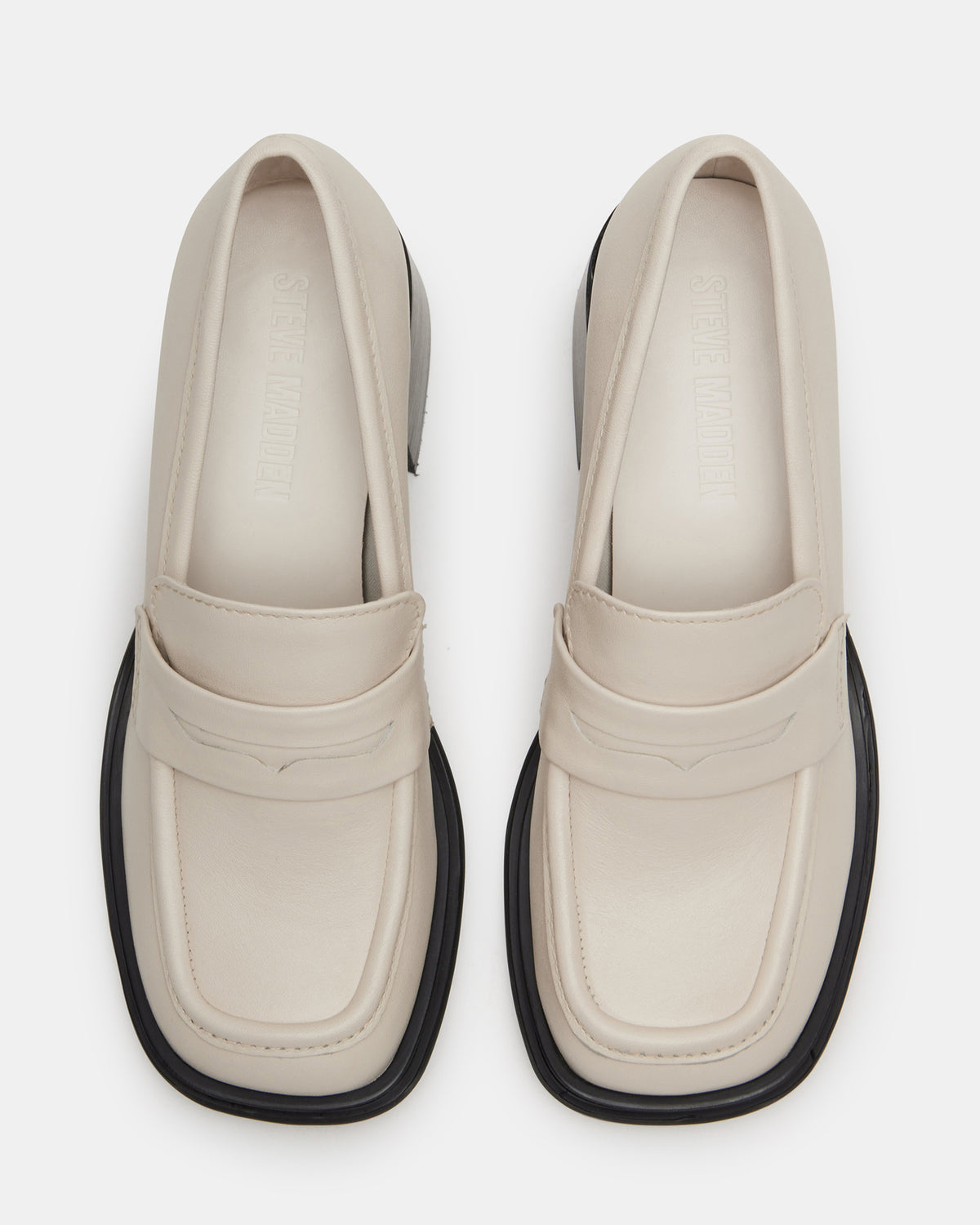 Steve Madden BAXTER Bone Leather Women's Block Heel Loafer