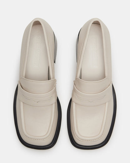 Steve Madden BAXTER Bone Leather Women's Block Heel Loafer