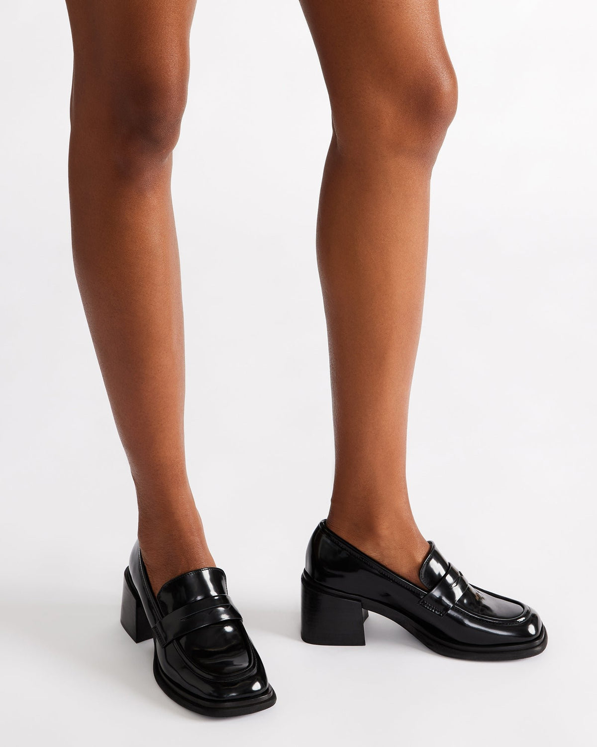 Steve Madden BAXTER Bone Leather Women's Block Heel Loafer
