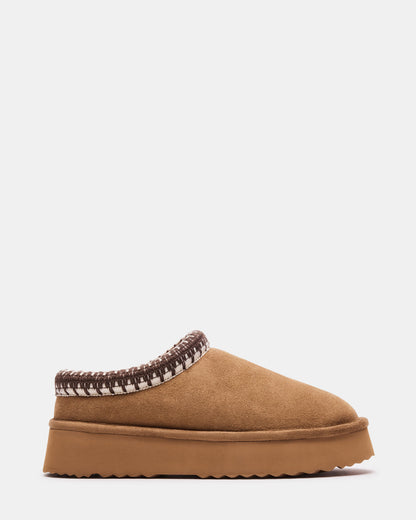 Steve Madden SELENA Chestnut Suede Women's Natural Slip-On Mule Flat