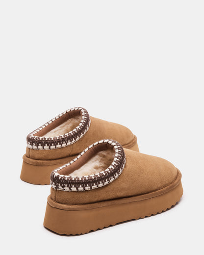 Steve Madden SELENA Chestnut Suede Women's Natural Slip-On Mule Flat