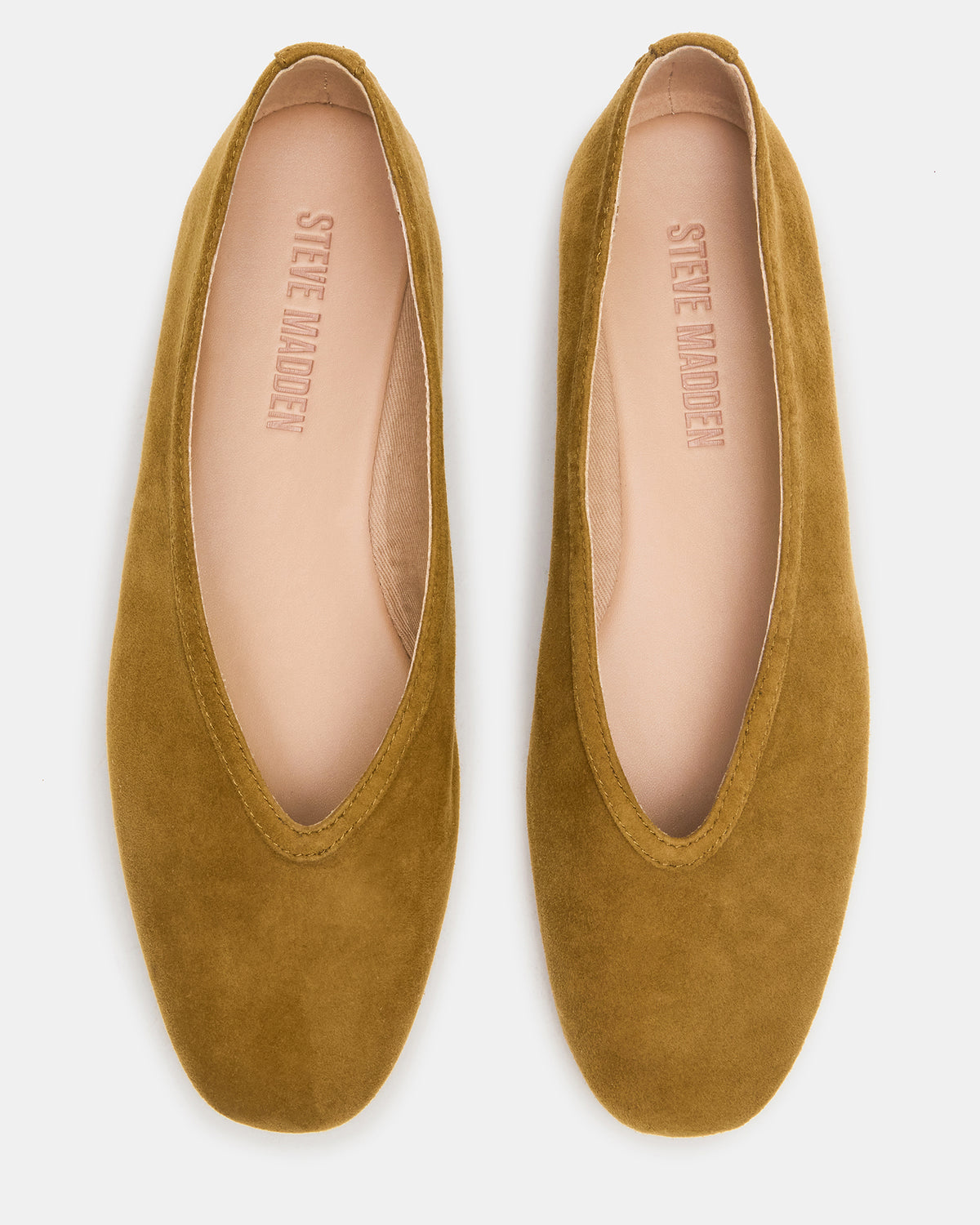 Steve Madden LENI Mustard Suede Square-Toe Ballet Women's Flat