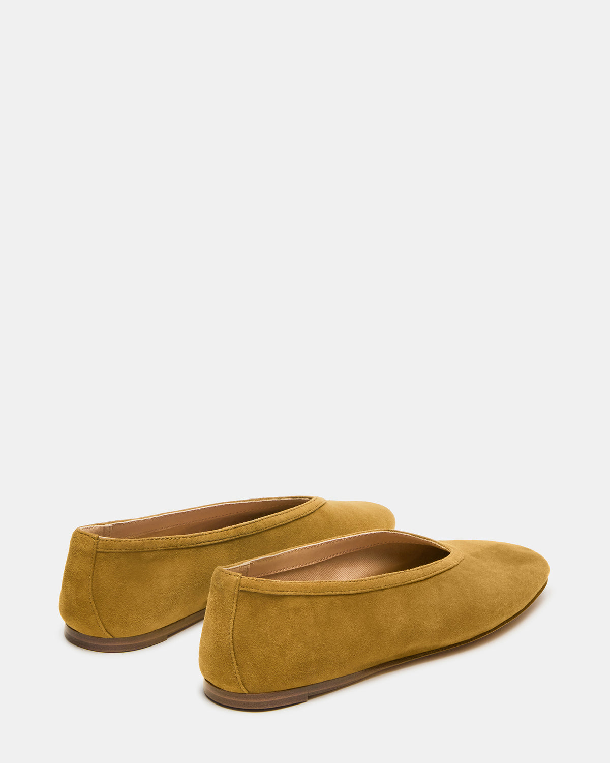 Steve Madden LENI Mustard Suede Square-Toe Ballet Women's Flat