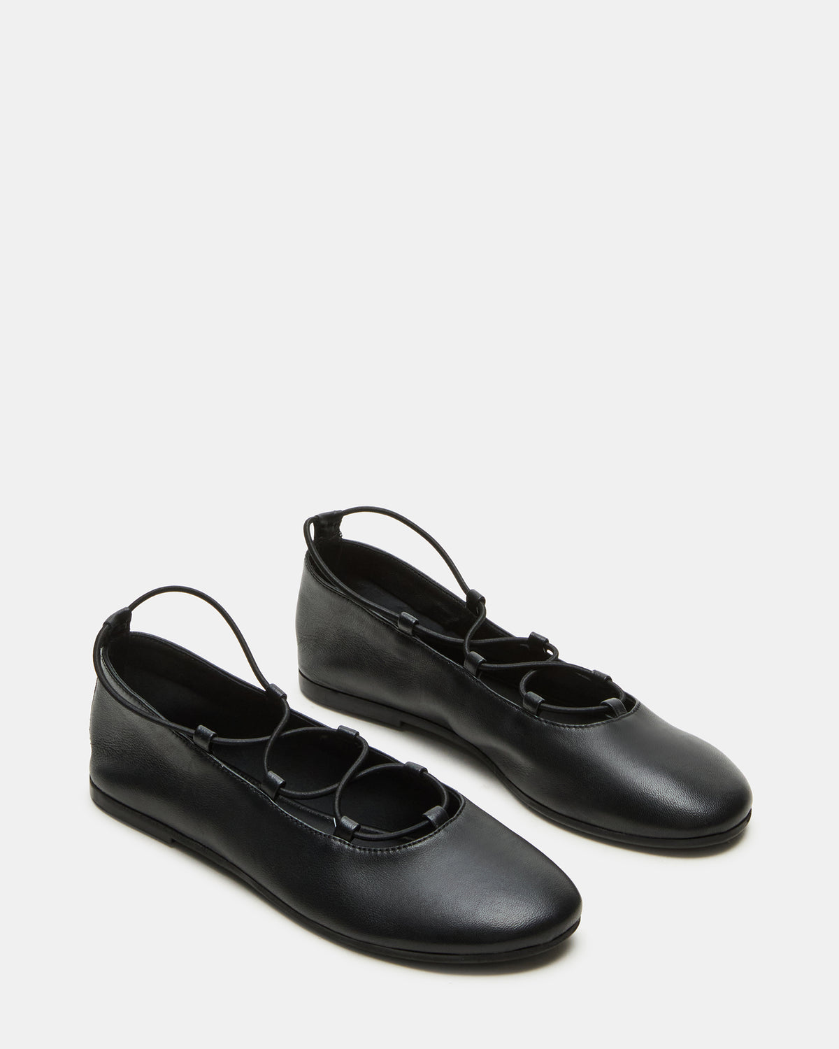 Steve Madden BOMBSHELL Black Leather Ballet Women's Flat