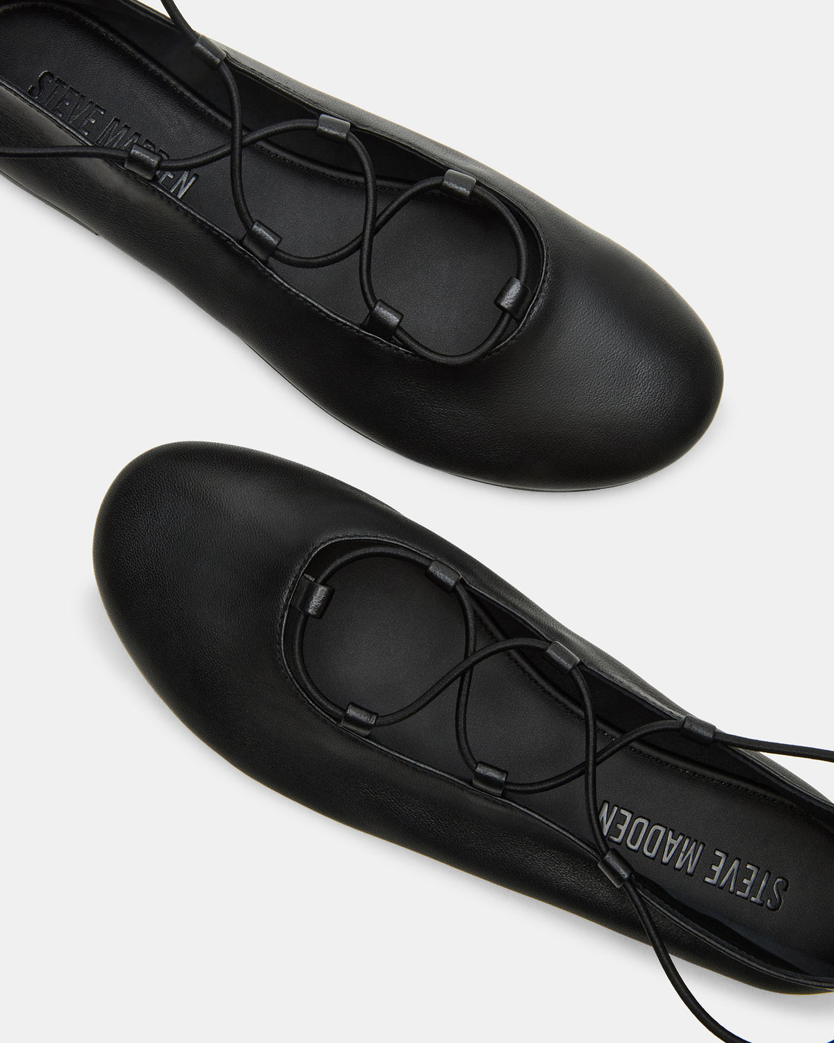Steve Madden BOMBSHELL Black Leather Ballet Women's Flat
