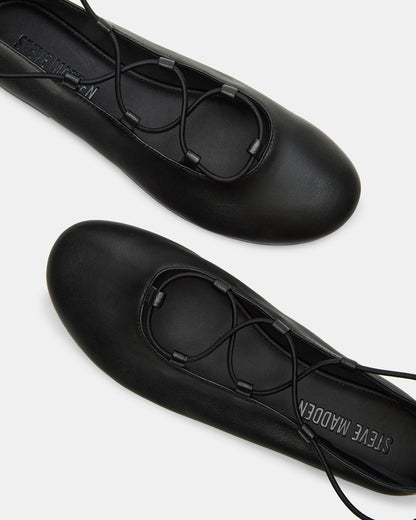 Steve Madden BOMBSHELL Black Leather Ballet Women's Flat