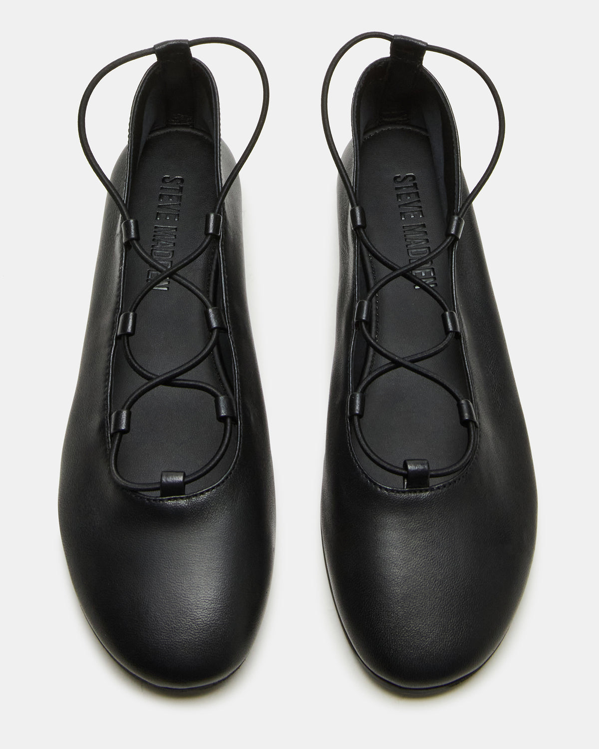Steve Madden BOMBSHELL Black Leather Ballet Women's Flat