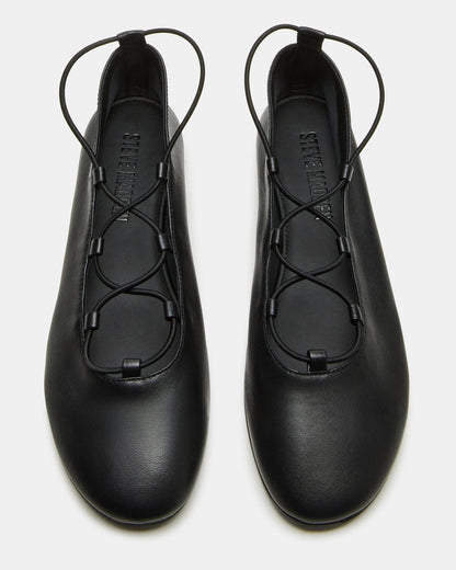 Steve Madden BOMBSHELL Black Leather Ballet Women's Flat