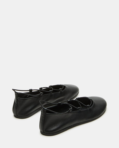 Steve Madden BOMBSHELL Black Leather Ballet Women's Flat