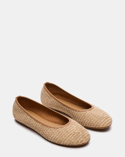 Steve Madden MERLOT Natural Raffia Ballet Women's Flat