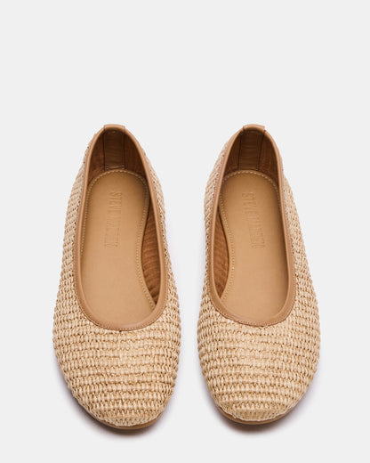 Steve Madden MERLOT Natural Raffia Ballet Women's Flat