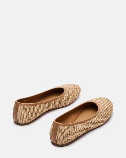 Steve Madden MERLOT Natural Raffia Ballet Women's Flat