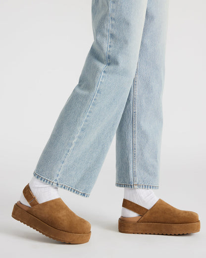 Steve Madden MELLOW Cognac Suede Women's Slingback Platform Clog