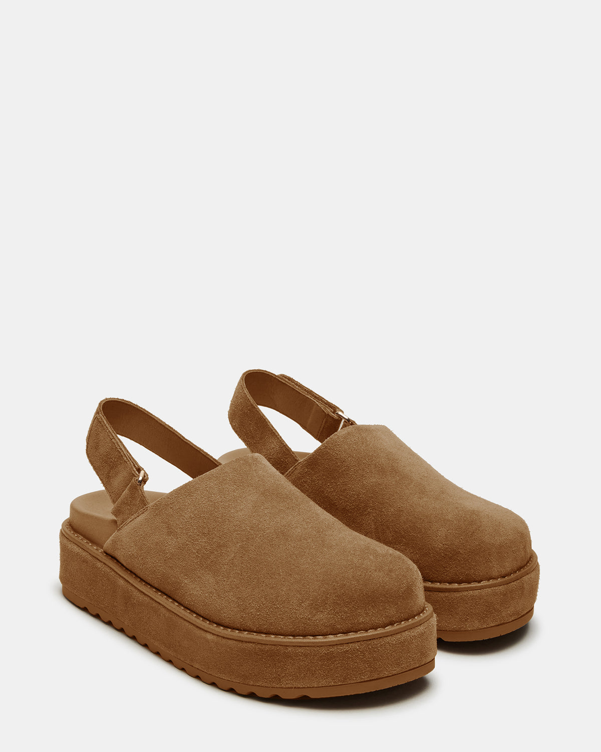 Steve Madden MELLOW Cognac Suede Women's Slingback Platform Clog