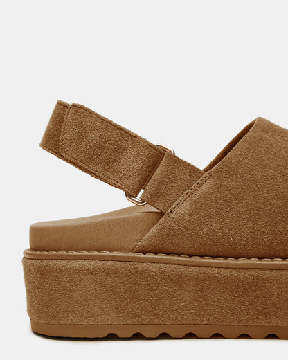 Steve Madden MELLOW Cognac Suede Women's Slingback Platform Clog