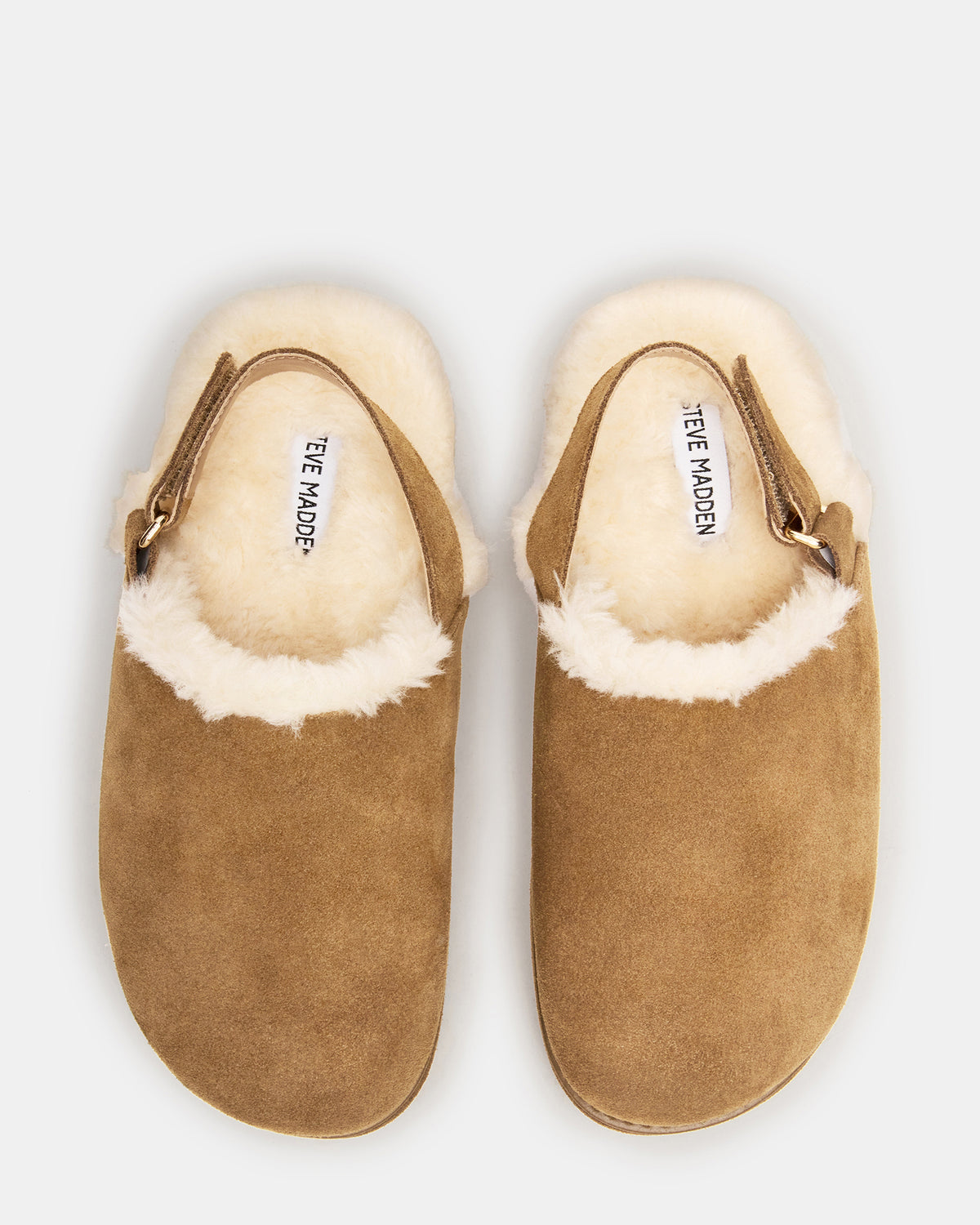 Steve Madden MELLOW Faux Fur Cognac Suede Women's Slingback Platform Clog