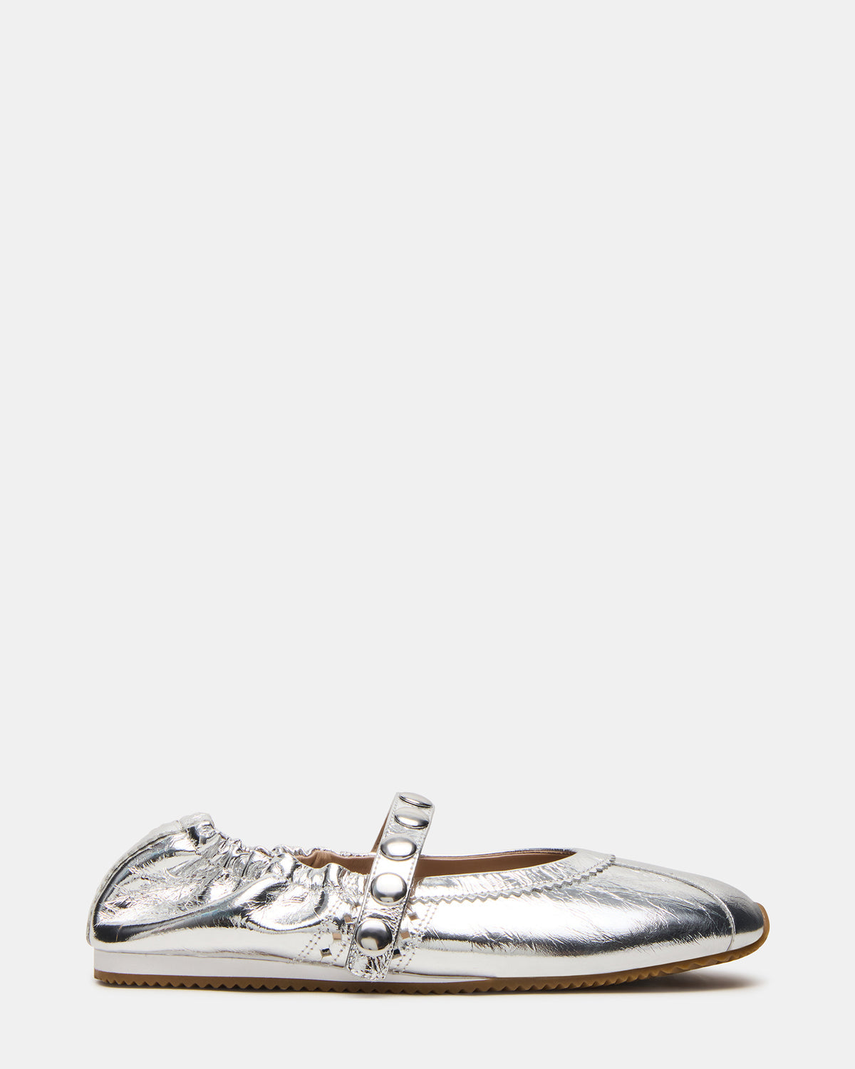 Steve Madden ANAYA Silver Leather Studs Mary Jane Ballet Women's Flat
