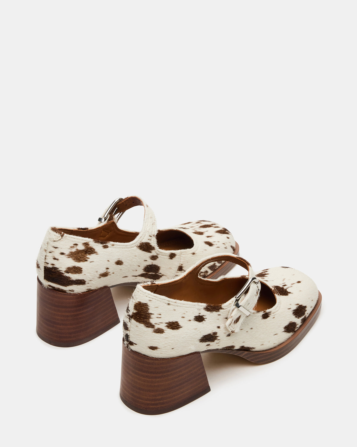 Steve Madden LISBON Brown Cow Print Square-Toe Mary Jane Women's Loafer