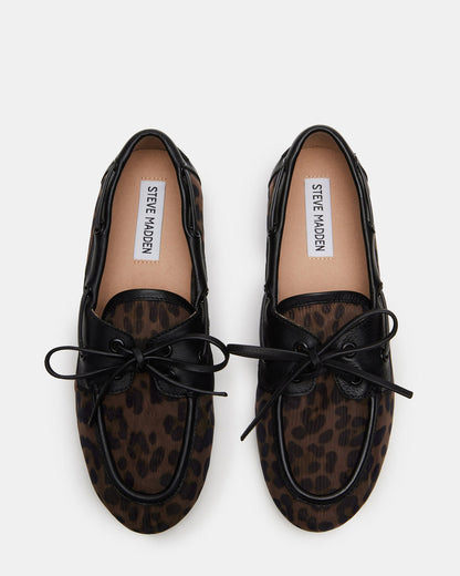Steve Madden SAG Black/Leopard Women's Boat Shoe