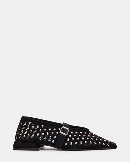 Steve Madden NICO Black Suede Women's Pointed-Toe Mary Jane Flat