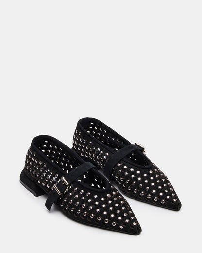Steve Madden NICO Black Suede Women's Pointed-Toe Mary Jane Flat