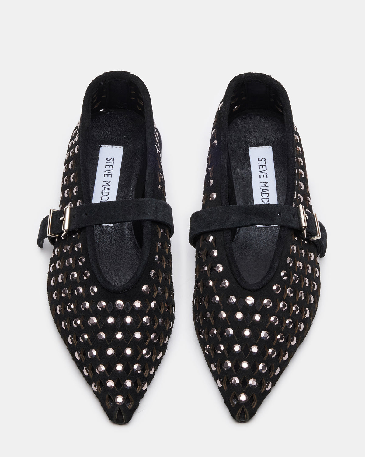 Steve Madden NICO Black Suede Women's Pointed-Toe Mary Jane Flat