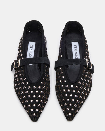 Steve Madden NICO Black Suede Women's Pointed-Toe Mary Jane Flat