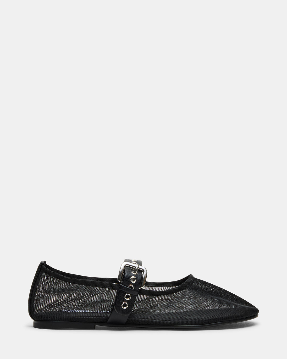 Steve Madden MITSY Black/Black Mary Jane Mesh Ballet Women's Flat