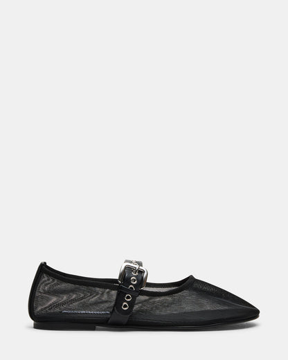 Steve Madden MITSY Black/Black Mary Jane Mesh Ballet Women's Flat
