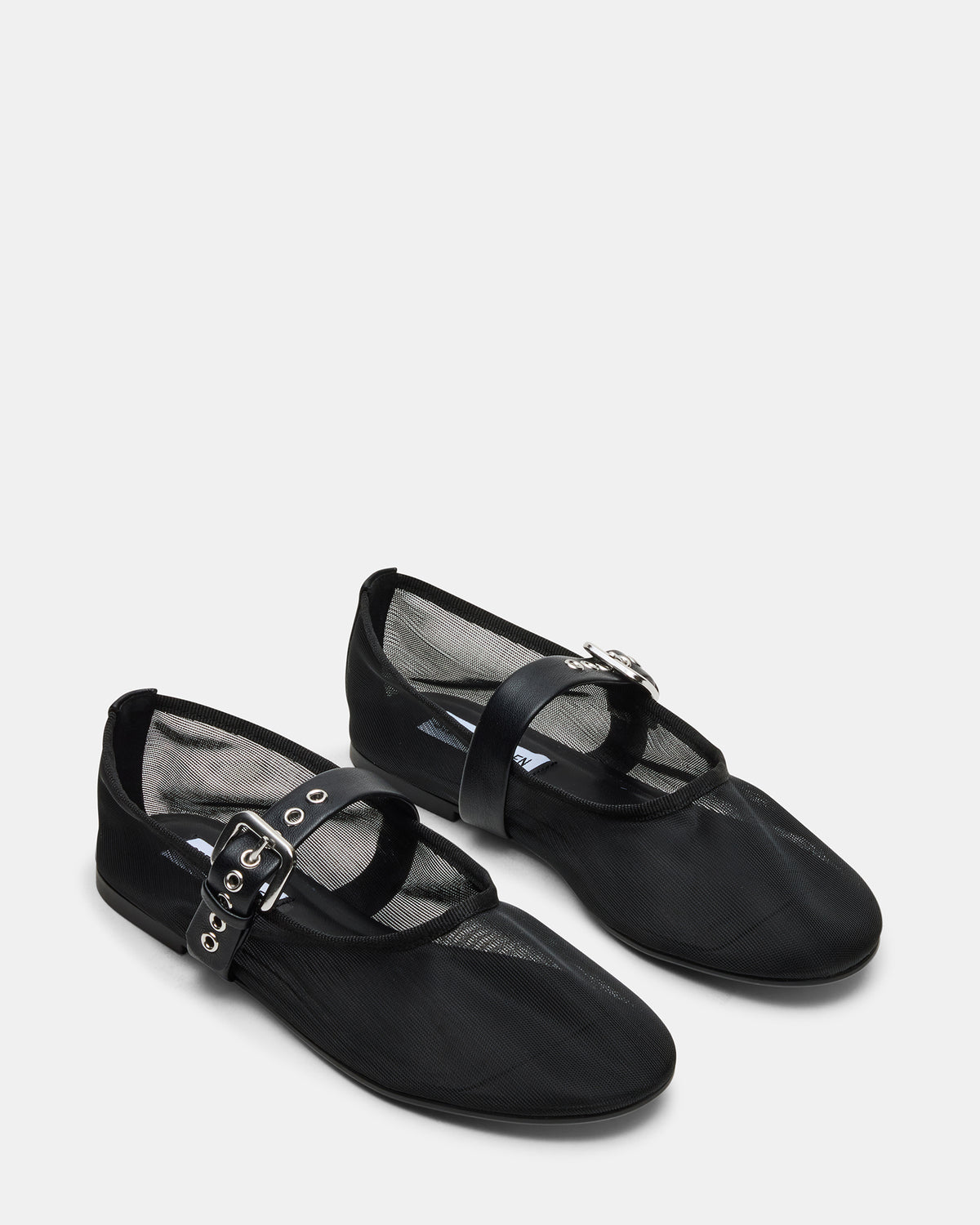 Steve Madden MITSY Black/Black Mary Jane Mesh Ballet Women's Flat