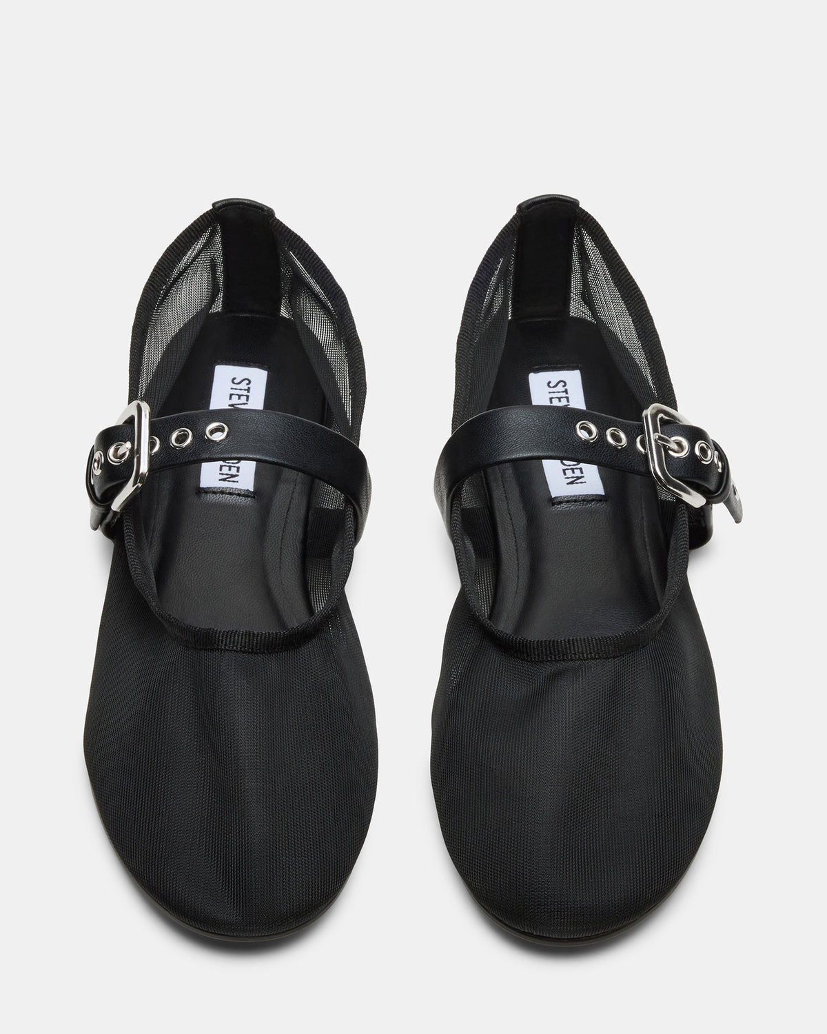 Steve Madden MITSY Black/Black Mary Jane Mesh Ballet Women's Flat