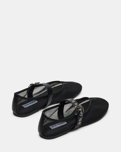 Steve Madden MITSY Black/Black Mary Jane Mesh Ballet Women's Flat