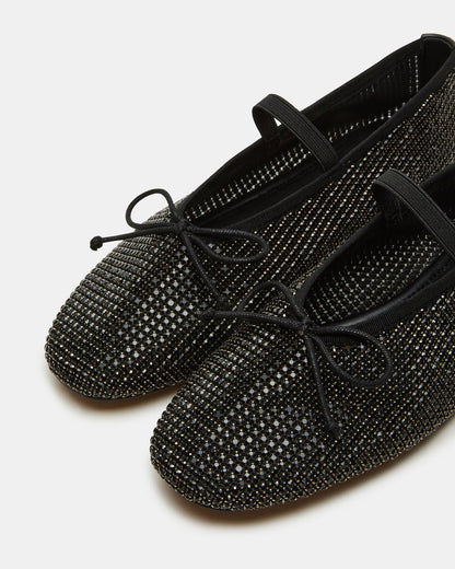 Steve Madden DELARA Rhinestones Black Multi Mary Jane Ballet Women's Flat