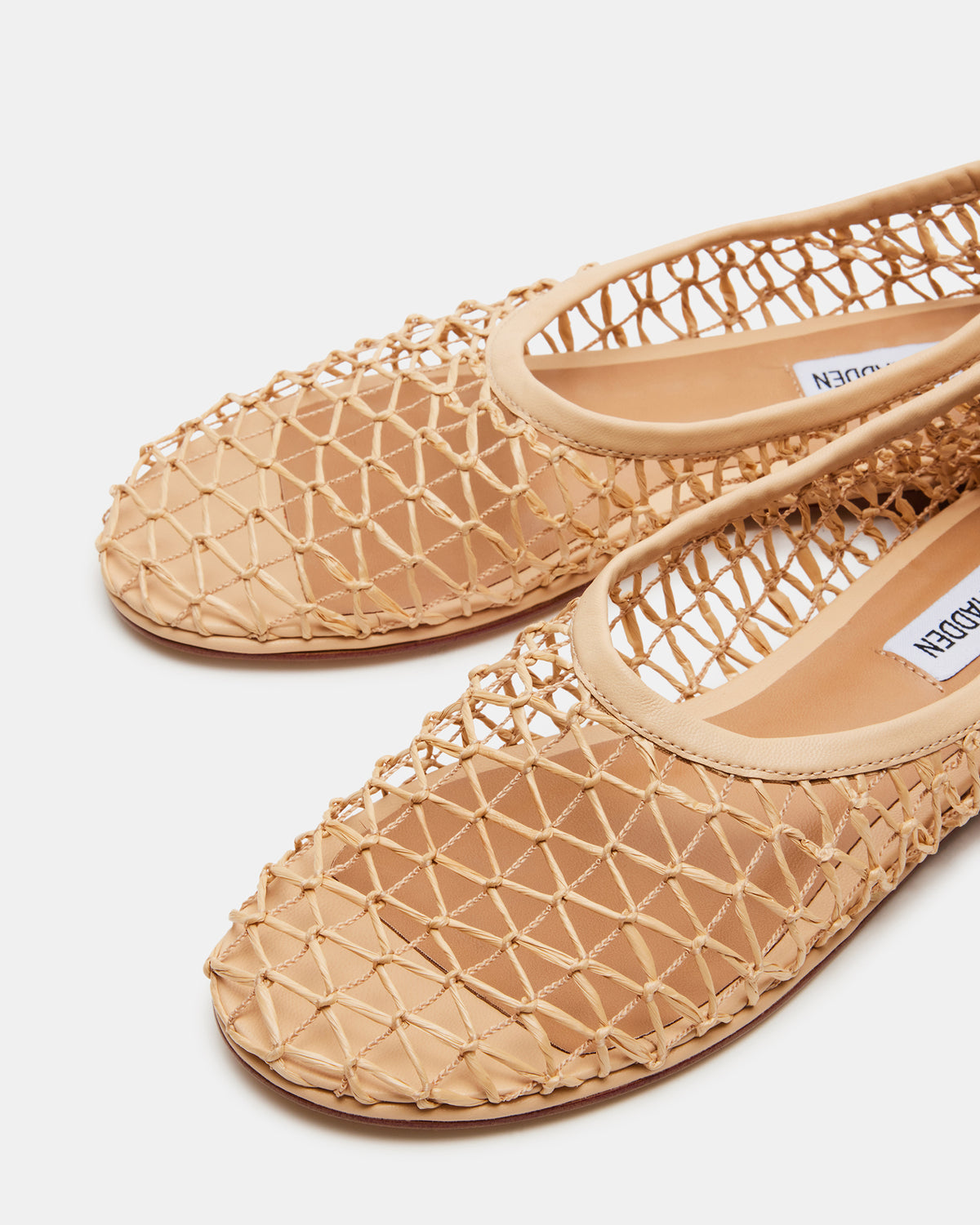 Steve Madden AMBROSIA Tan Women's Net Caged Ballet Flat