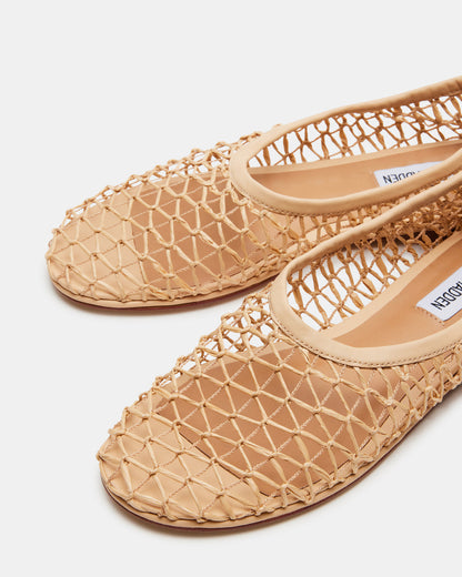 Steve Madden AMBROSIA Tan Women's Net Caged Ballet Flat