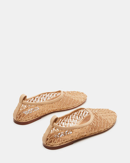 Steve Madden AMBROSIA Tan Women's Net Caged Ballet Flat